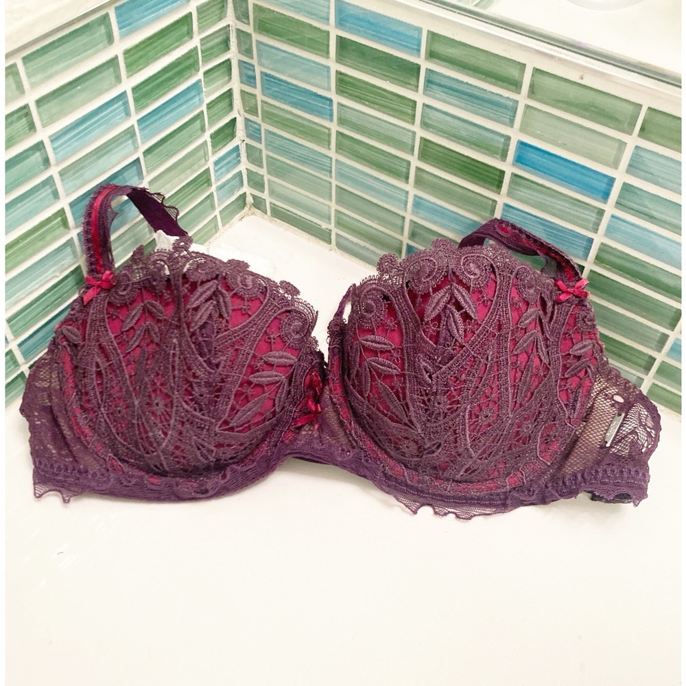 MAISON LEJABY Lace Overlay Push-up underwire bra SZ: 32B